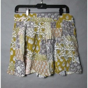 Maeve Shorts Women small green gray paisley flowy pockets rayon bohemian